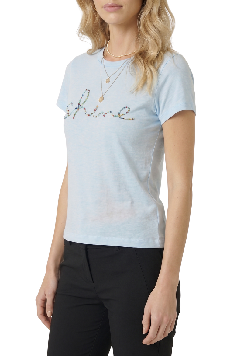 Short Sleeve Beaded Script Tee, Alternate, color, Blue
