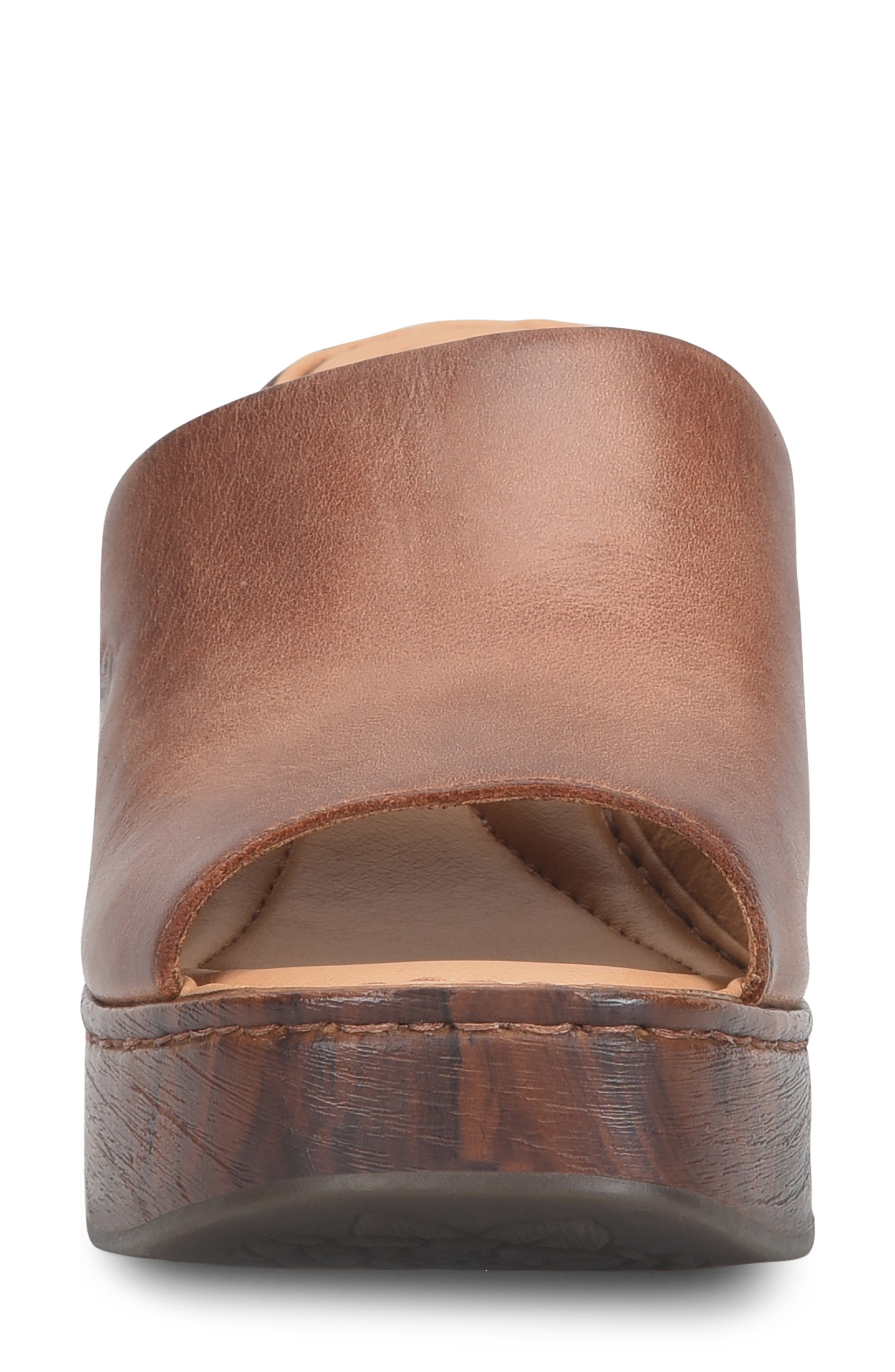 Nix Platform Slide Sandal, Alternate, color, BROWN LEATHER