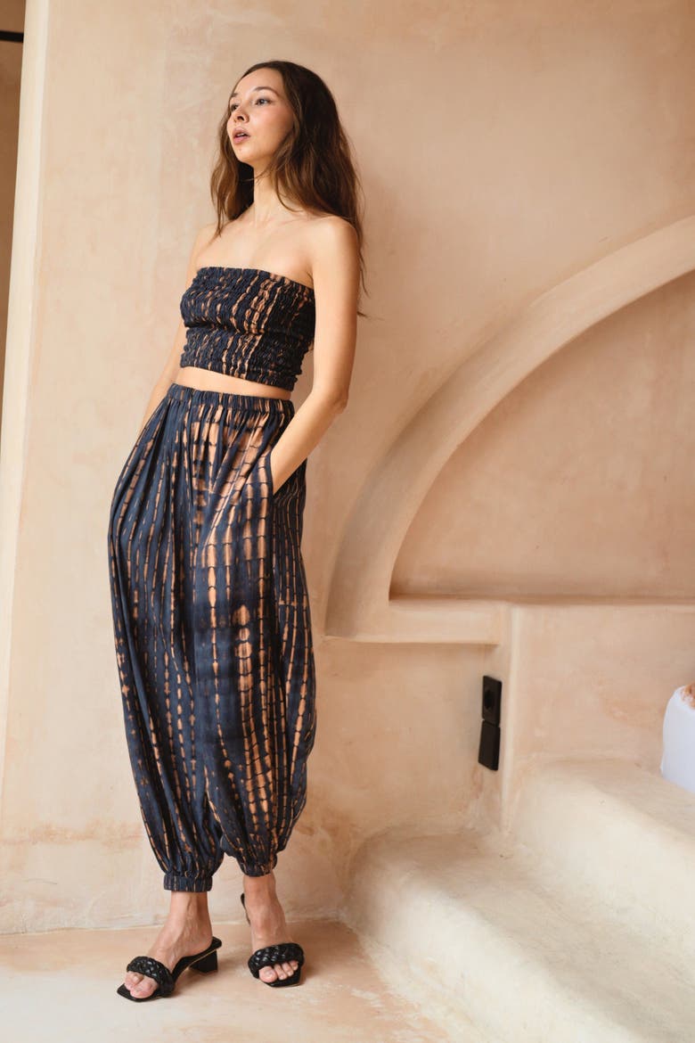 Jane Balloon Pants With Matching Tube Top Set, Alternate, color, Deep Sea Blue