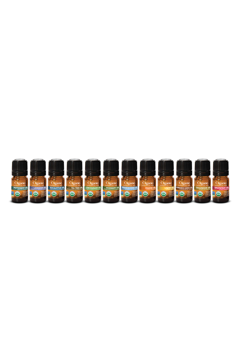 Organic Aromatherapy Set - Top 12 Essential Oils 12x0.17oz, Main, color, None