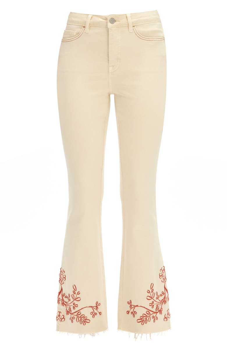 Bayeas Embroidered High Waist Bootcut Jeans, Alternate, color, Off White