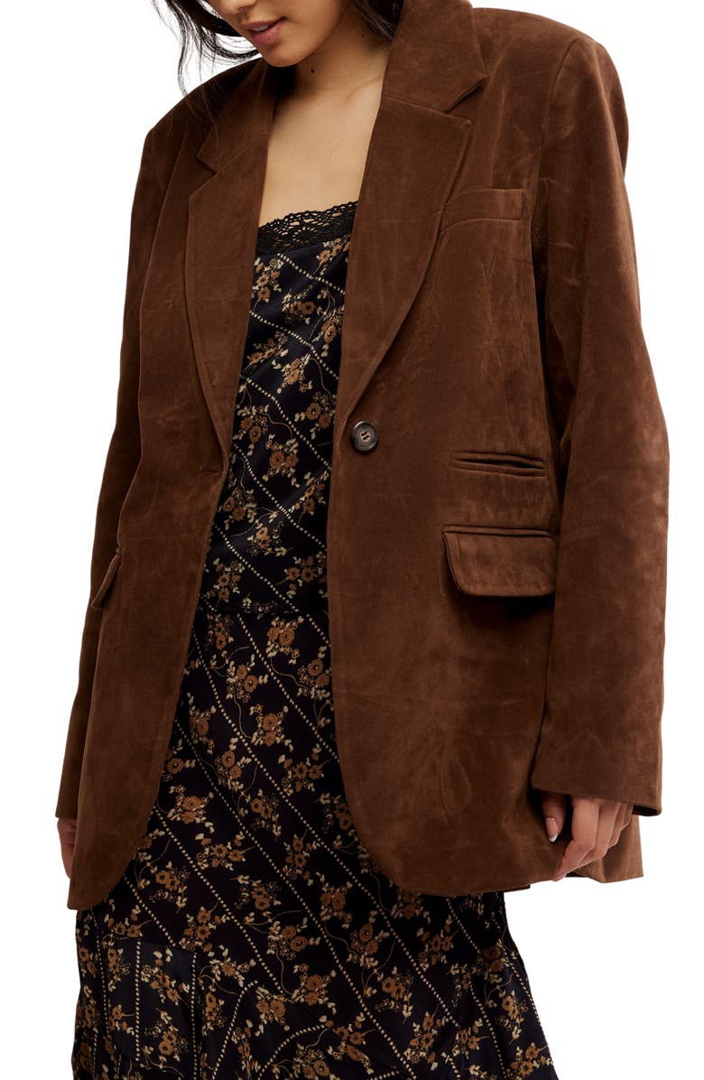 Paper Cut Faux Suede Blazer