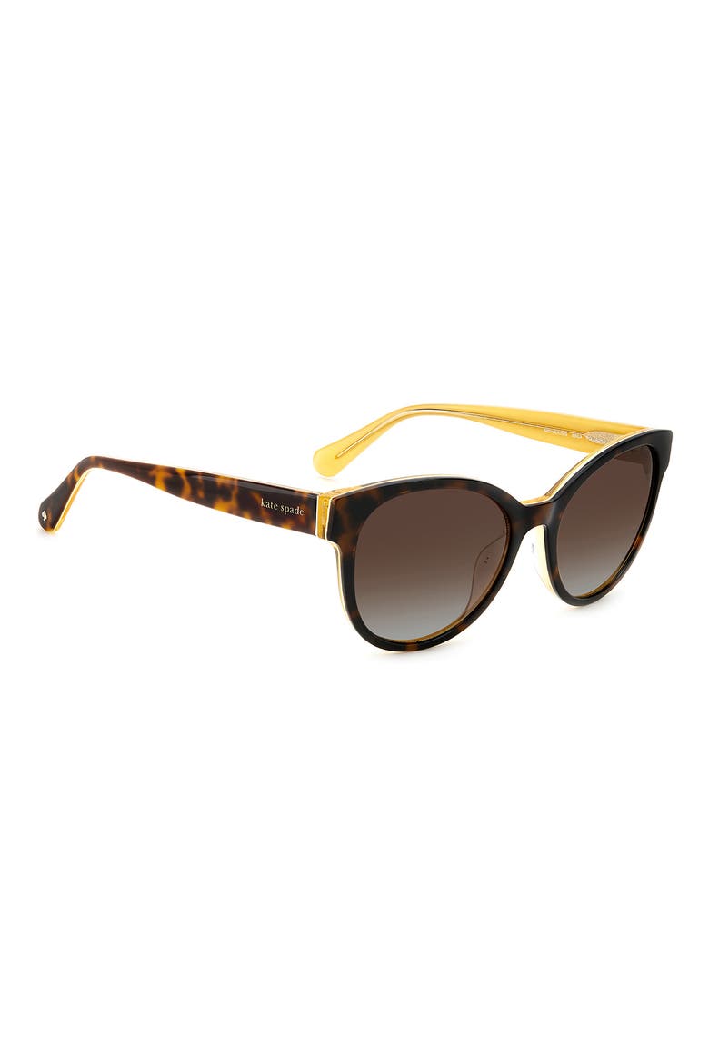 Nathalie 55mm Polarized Round Sunglasses, Alternate, color, HAVANA