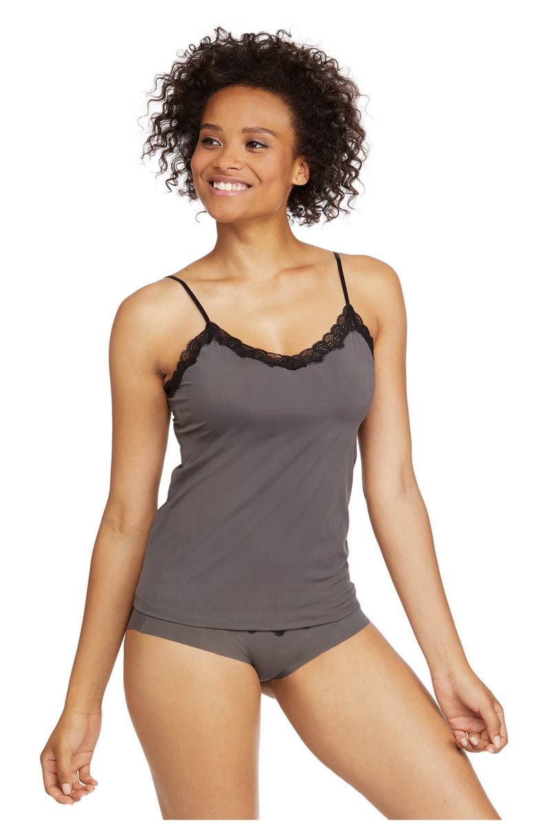 Uwila Warrior Soft Seamless Camisole with Lace, Alternate, color, Shale