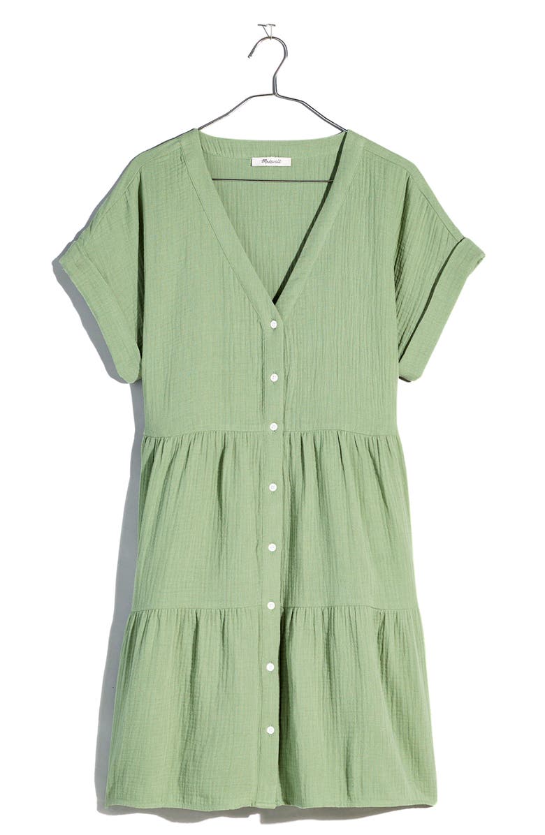 Madewell Lightspun V-Neck Tiered Dress, Main, color,