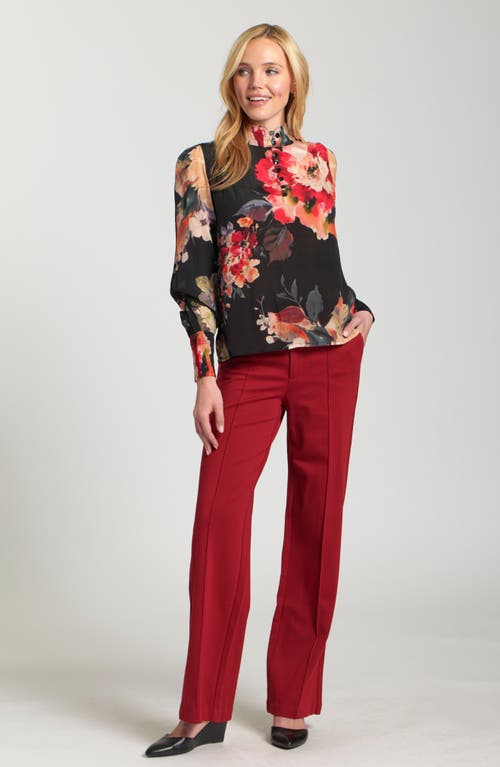 Apny Puff Shoulder Button Front Top In Multi