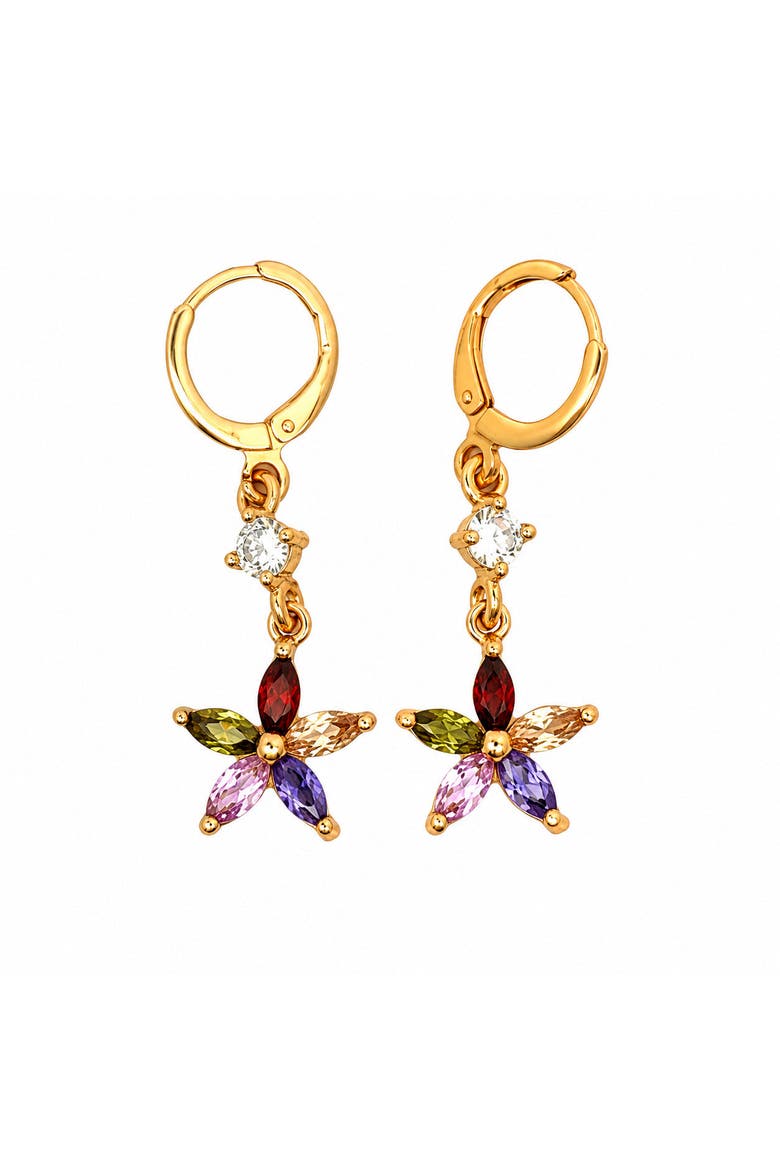 18K Gold-Plated Multicolor Floral Pendant Necklace and Drop Earring Set, Alternate, color, Gold/Multicolor
