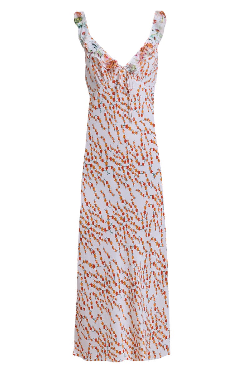 Diane von Furstenberg Christina Floral Ruffle Sleeve Midi Dress, Alternate, color, Mirage Ditsy