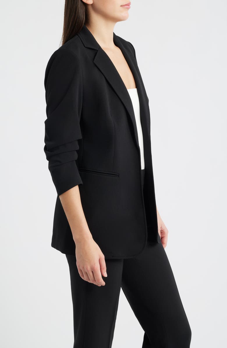 Anne Klein Scrunch Sleeve Open Front Jacket, Alternate, color, Anne Black