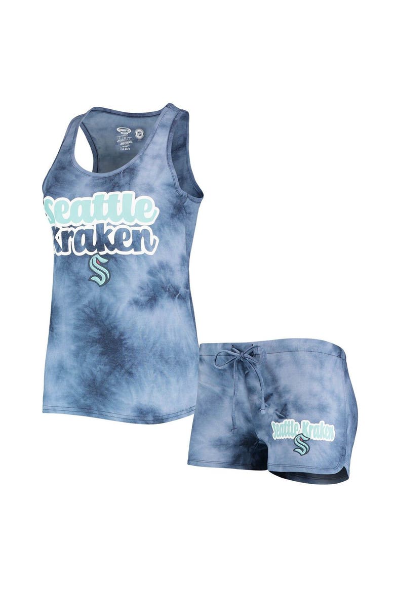 Women's Concepts Sport Deep Sea Blue Seattle Kraken Billboard Racerback Tank Top & Shorts Set, Alternate, color, Navy