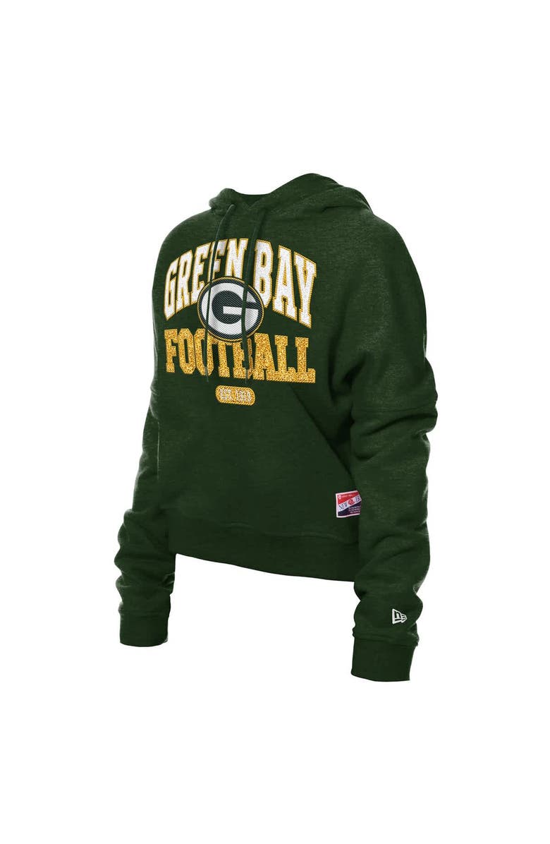 New Era Women's New Era Green Green Bay Packers Throwback Boxy Hoodie Sweatshirt, Alternate, color, 