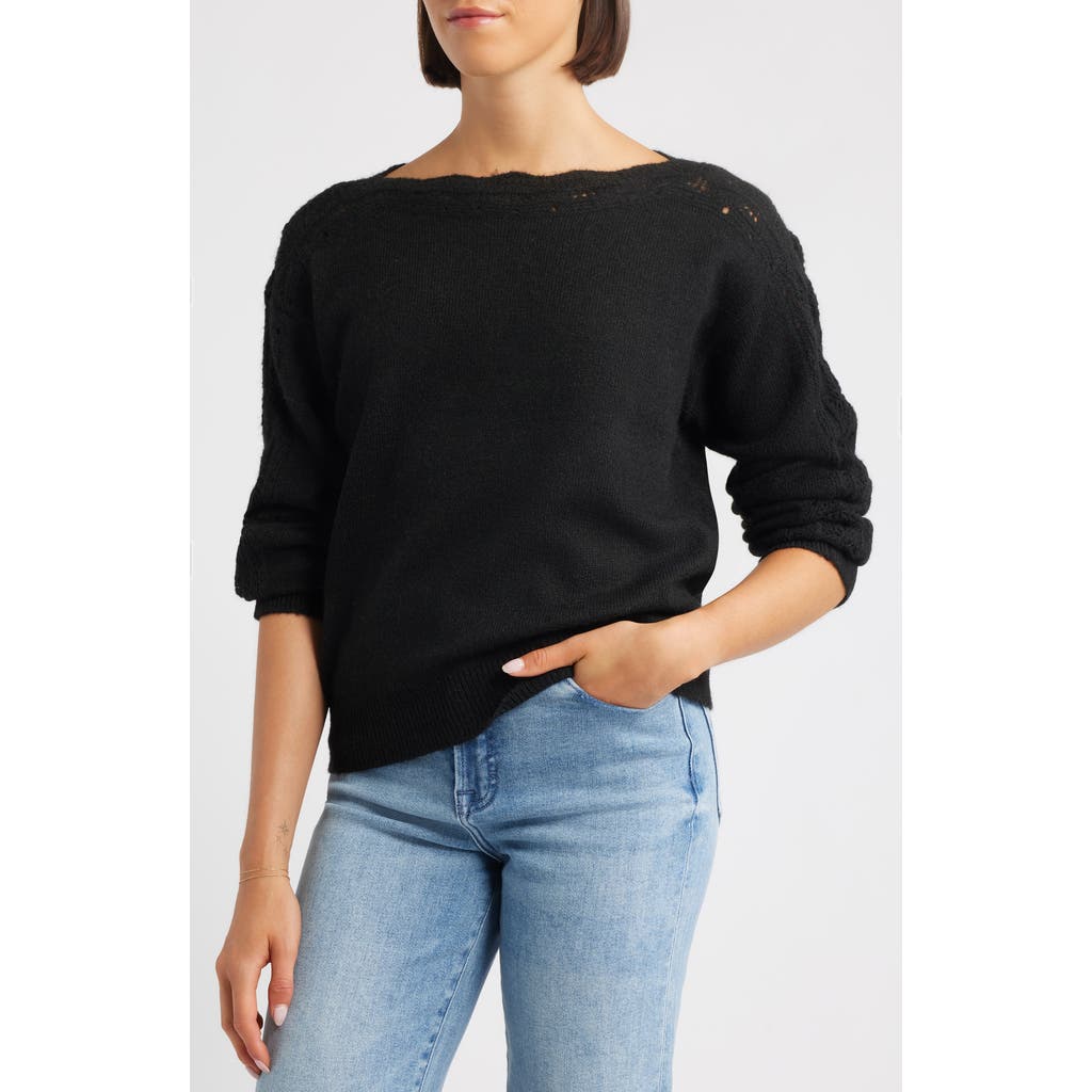 Wit & Wisdom Boat Neck Sweater In Black