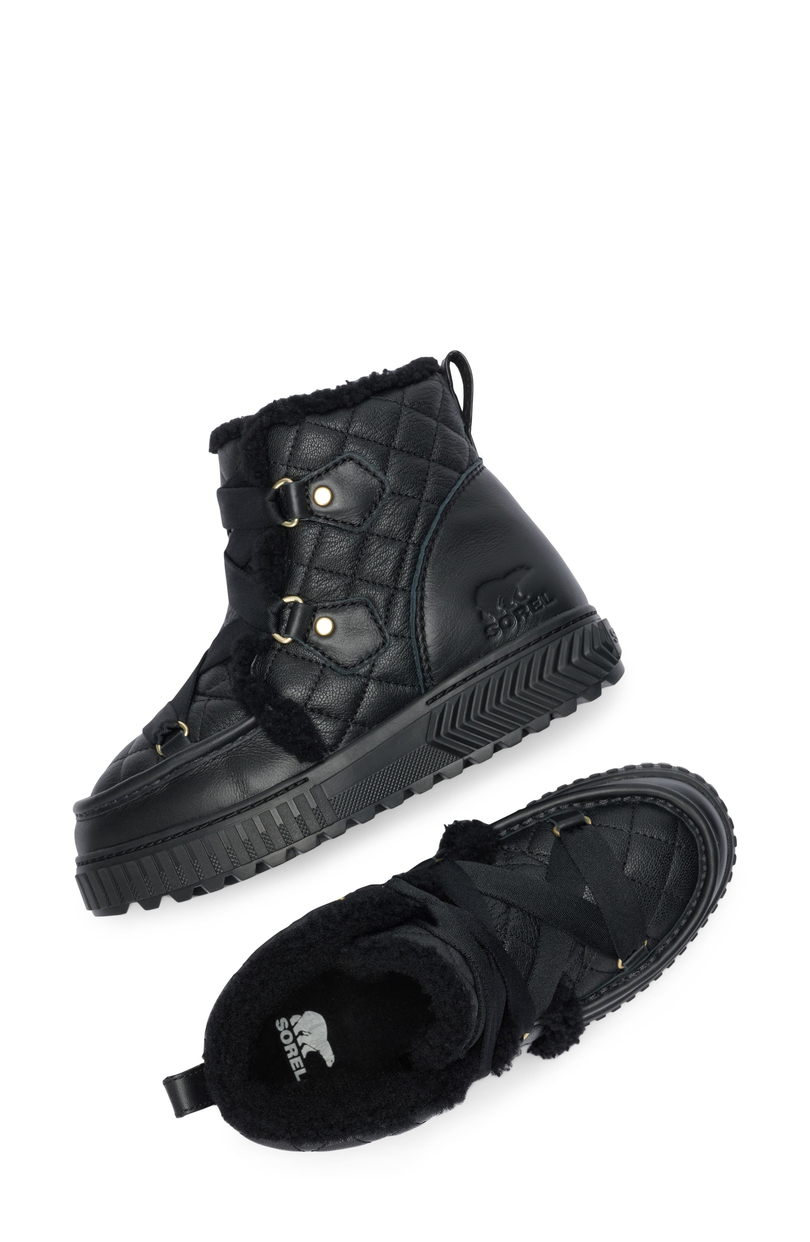 Sorel Black Boots with White Trim - Lace-Up Winter Footwear Sorel Suede Colorblock Pattern Lace-Up Boots - Black Boots  main image 3
