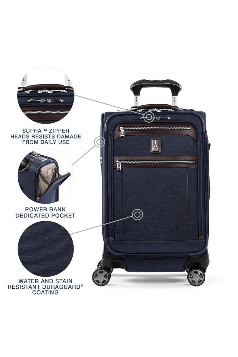 Platinum Elite Softside Expandable 21" Carry On Spinner Luggage, Alternate, color, True Navy Blue