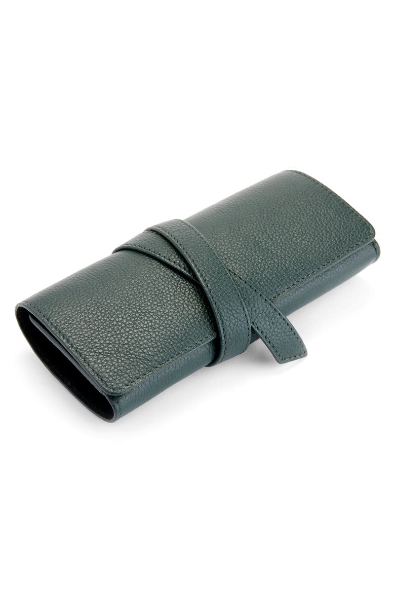 Leather Tech Cord Organizer Roll, Alternate, color, DARK GREEN