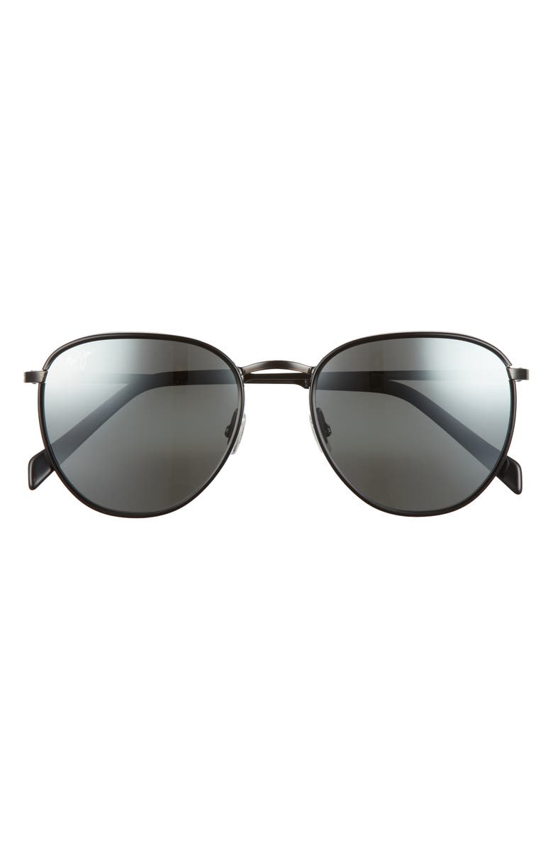 Maui Jim Noni 54mm PolarizedPlus<sup>®</sup> Round Sunglasses, Main, color, Black Gunmetal/ Neutral Grey