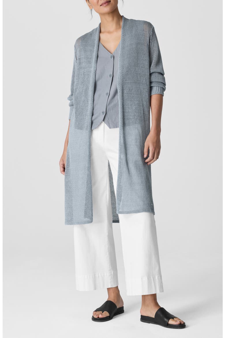Long Organic Cotton Blend Cardigan, Main, color, GREYSTONE