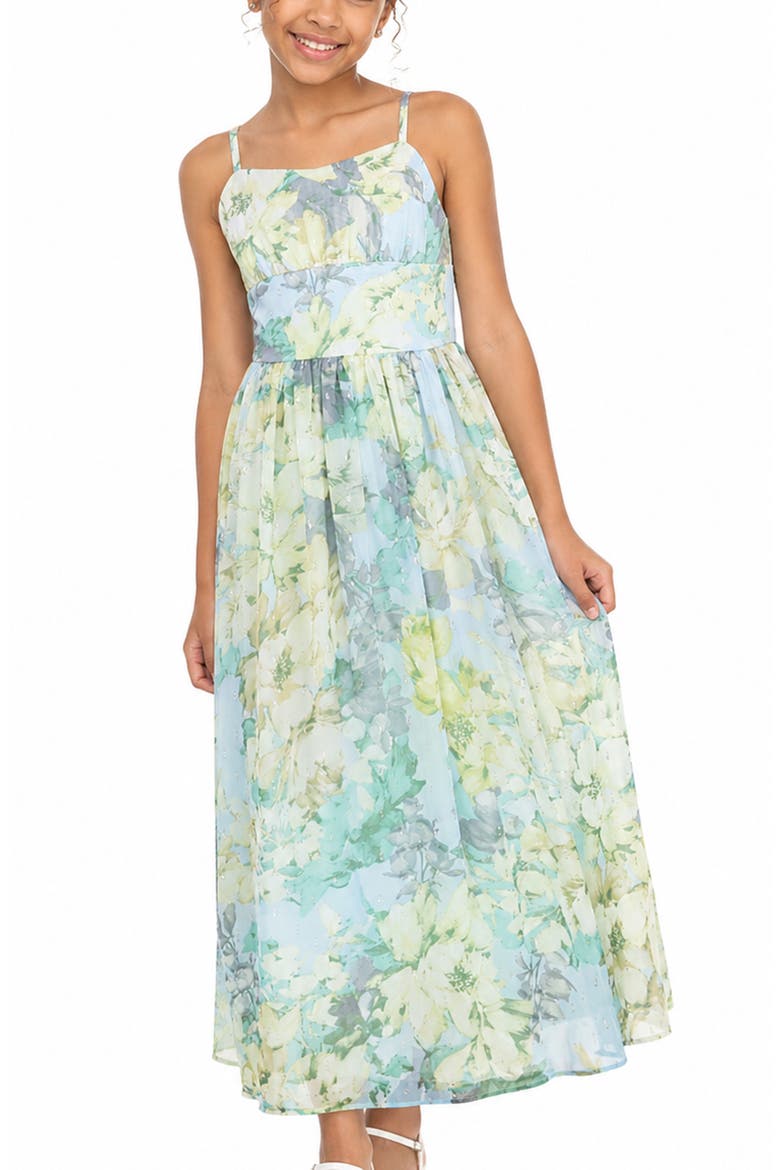 Kids' Clip Dot Chiffon Maxi Dress, Alternate, color, MINT/ YELLOW
