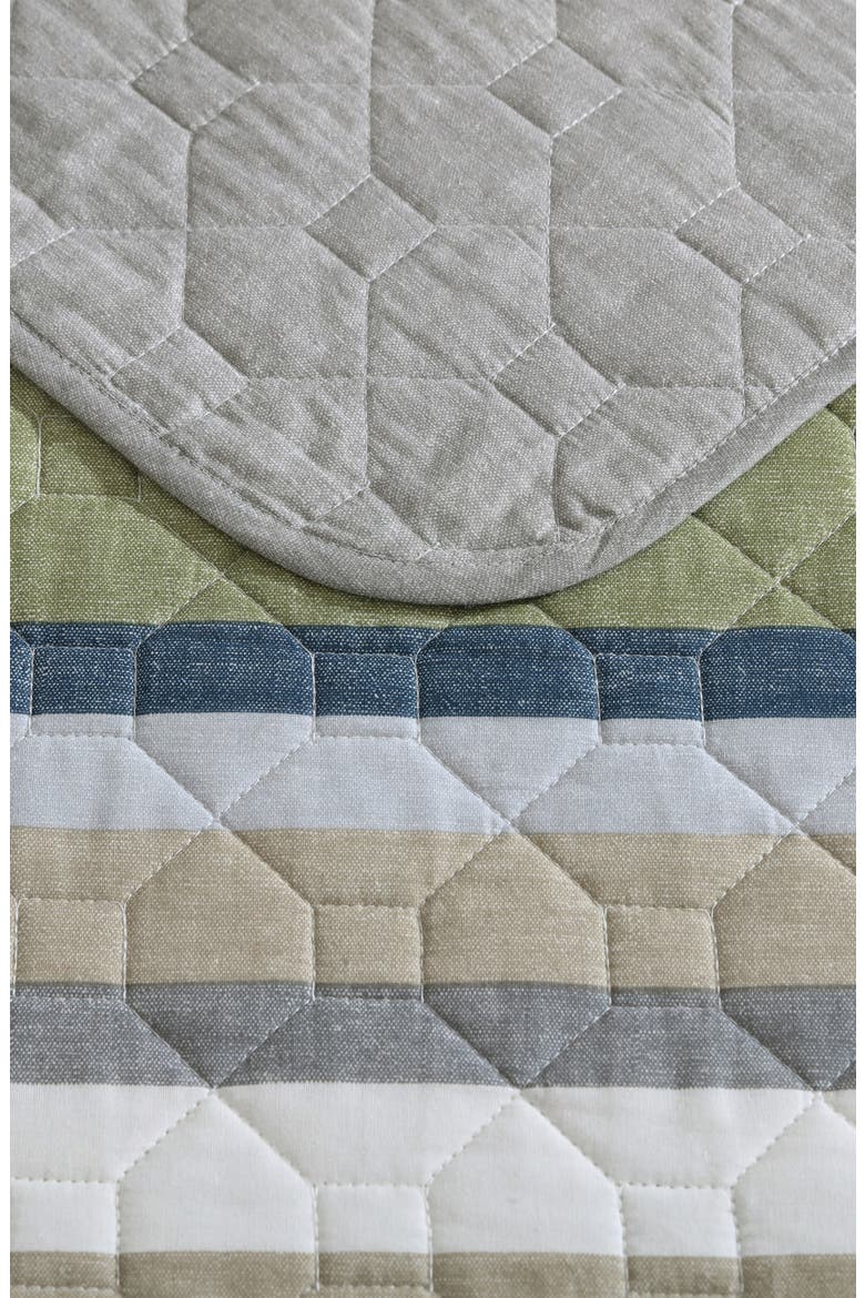 Salmon Ladder Cotton Quilt 3-Piece Set, Alternate, color, KHAKI/ NAVY