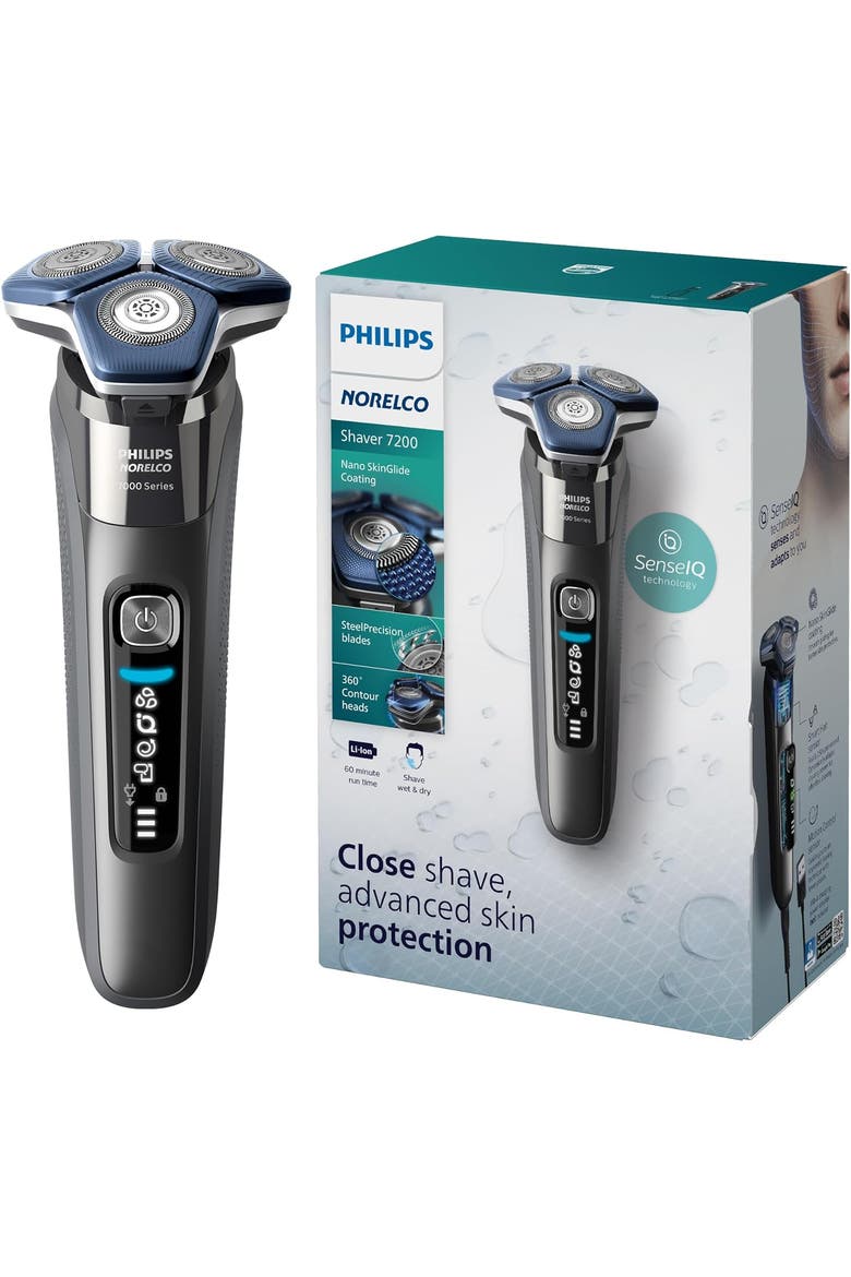 Shaver 7200,  Rechargeable Wet & Dry Electric Shaver with SenseIQ, Main, color, Grey