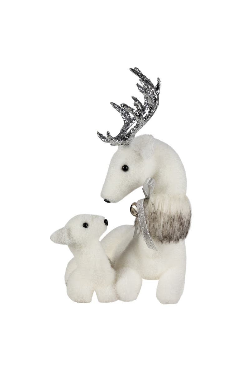 Northlight Laying Reindeer Mom and Calf Christmas Figurine - 11.5", Main, color, White