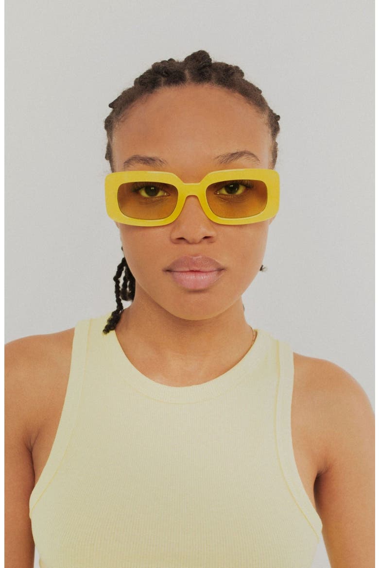 Dolly Rectangular Sunglasses, Alternate, color, Yellow