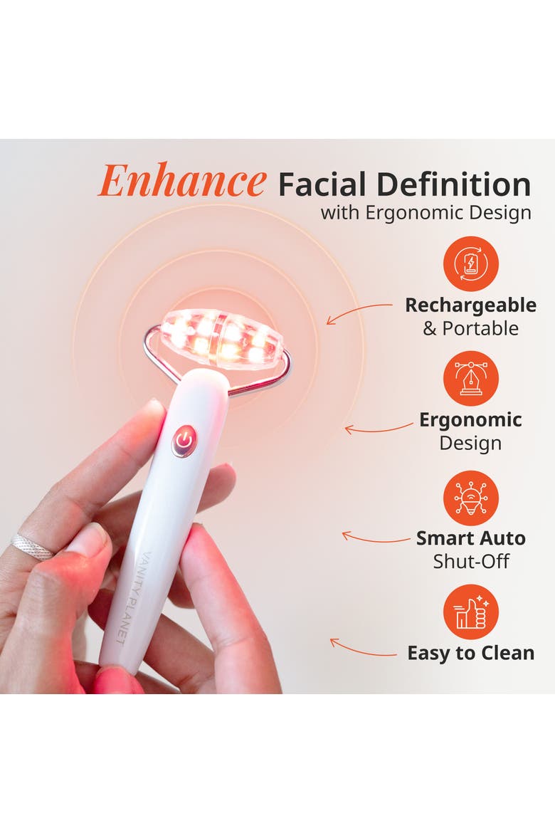 Mila LED Facial Roller, Alternate, color, White