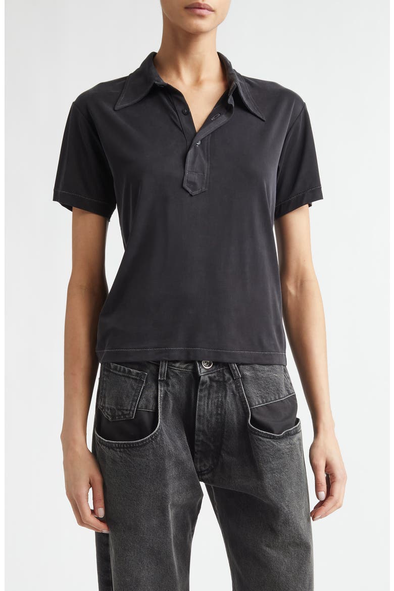 Contrast Stitch Polo, Main, color, BLACK