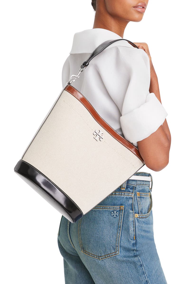 Tory Burch McGraw Canvas Bucket Bag, Alternate, color,