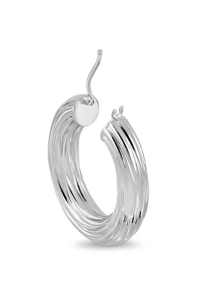14K Gold 28mm Textured Hoop Earrings, Alternate, color, 14K WHITE GOLD