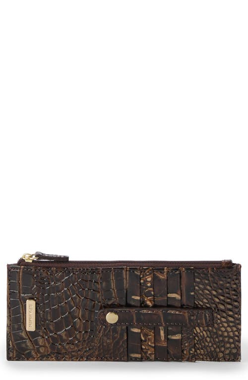 Brahmin Croc Embossed Leather Credit Card Wallet In Brown