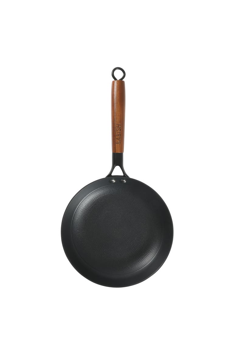 Pre-Seasoned Honeycomb Cast Iron Skillet with Wooden Handle, Alternate, color, Black