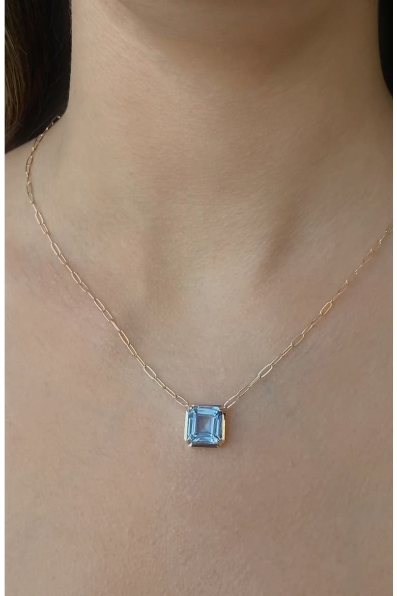 Cléo Carré Grande Square Pendant Necklace, Alternate, color, BLUE