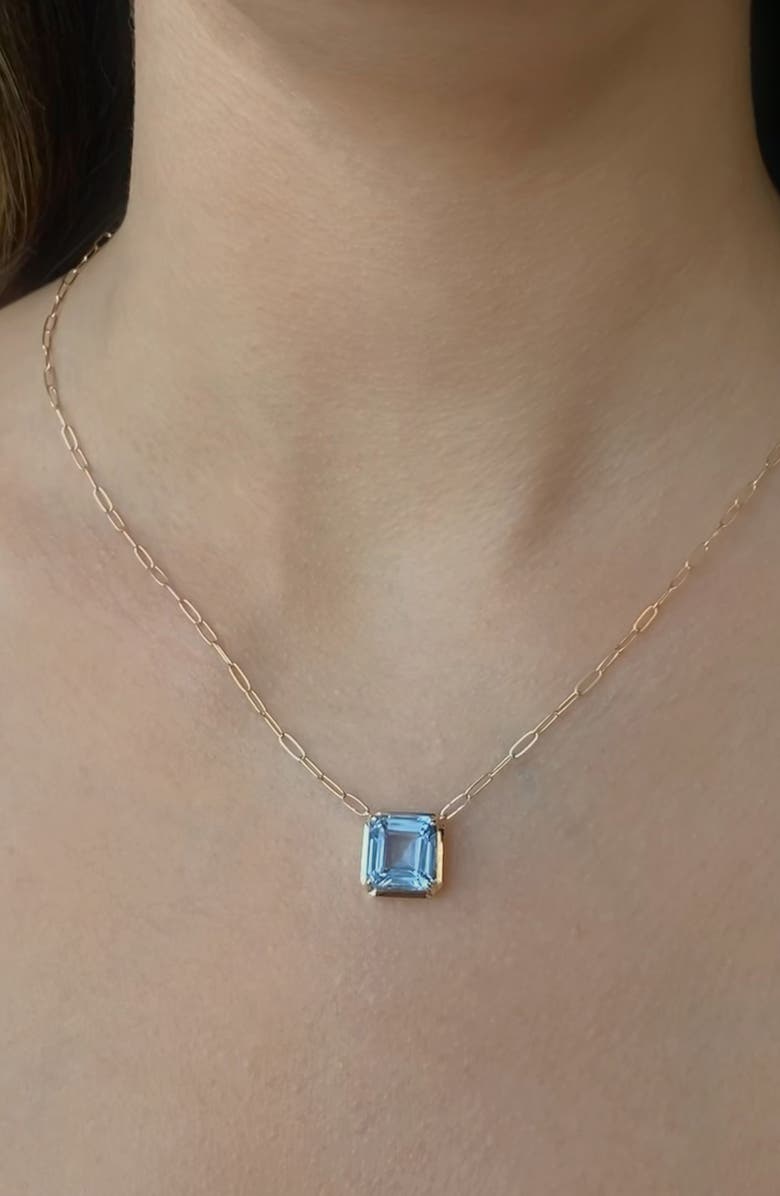 Anzie Cléo Carré Grande Square Pendant Necklace, Alternate, color, Blue
