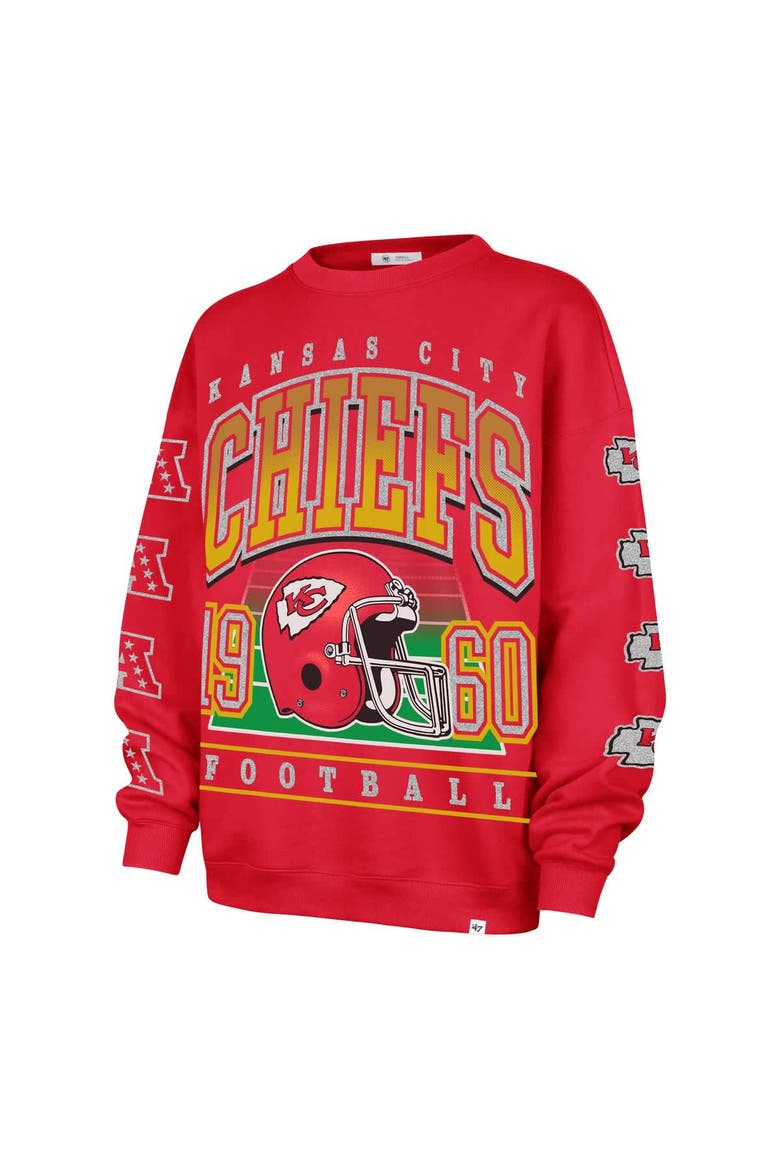 Women's '47  Red Kansas City Chiefs Go Big Oversized Pullover Sweatshirt, Alternate, color, Red
