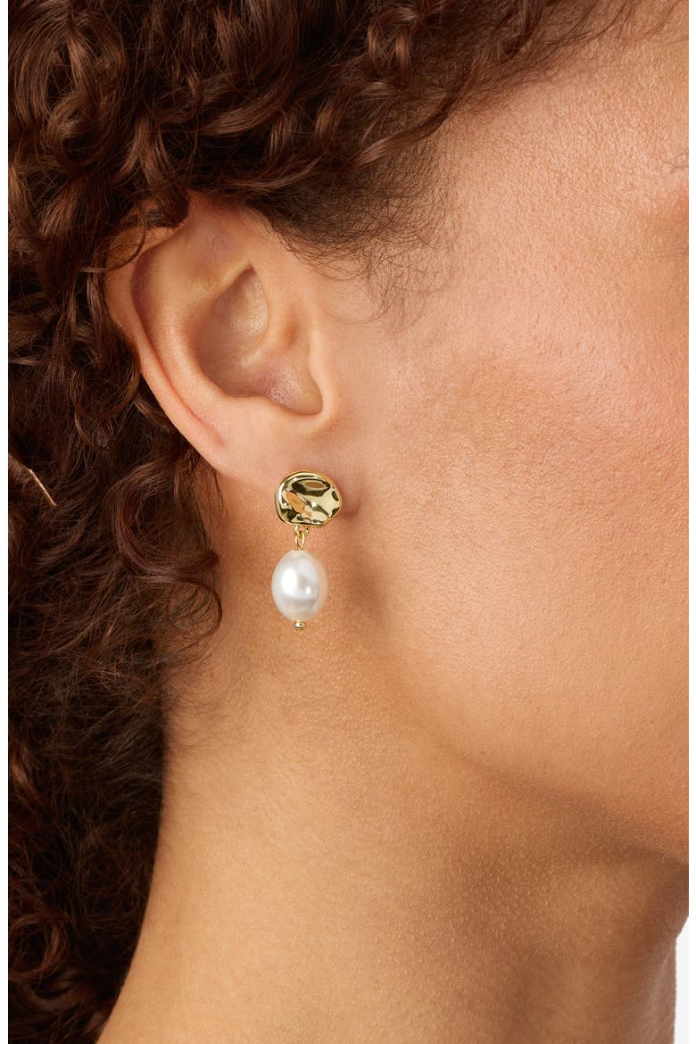Faux Pearl Drop Earrings, Alternate, color, GOLD