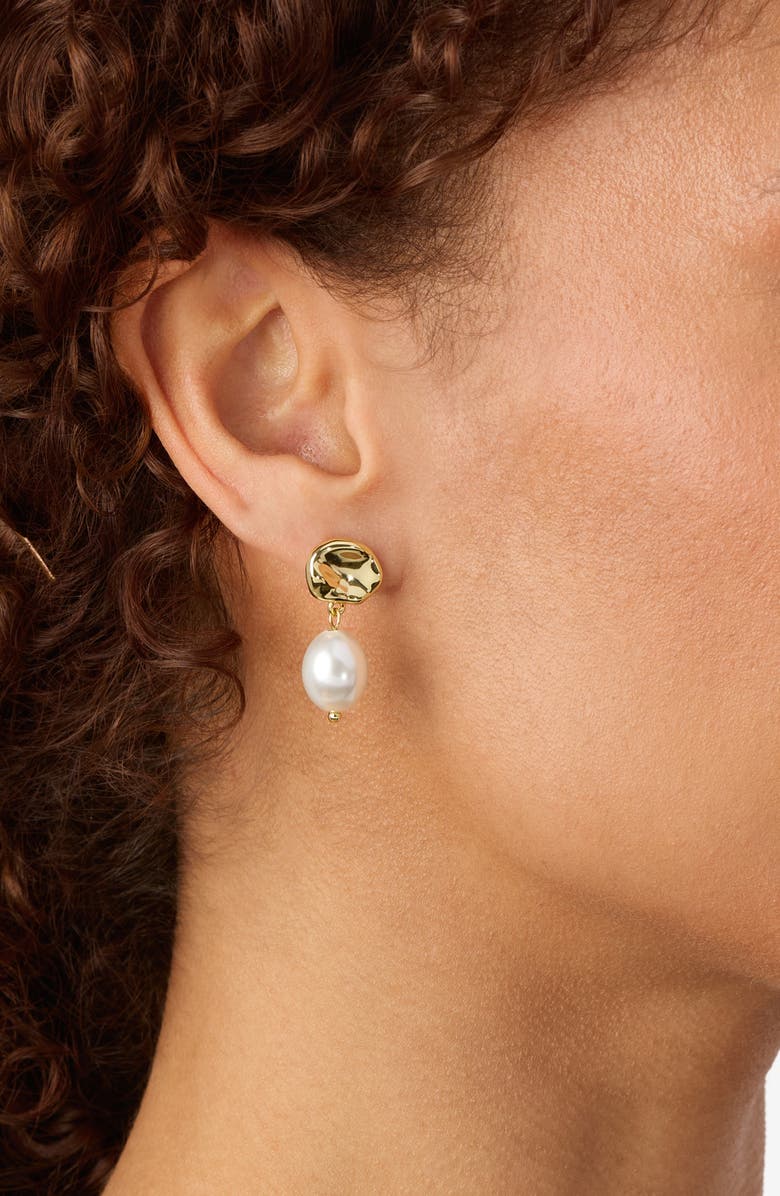 ATHRA LUXE Faux Pearl Drop Earrings, Alternate, color, Gold