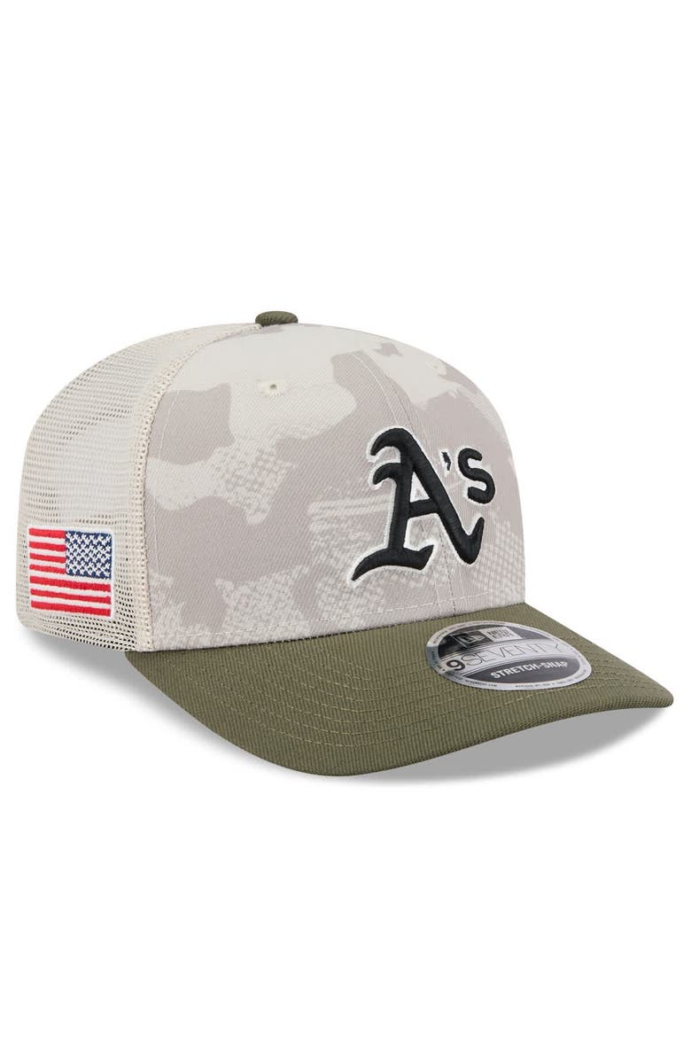 New Era Men's New Era Light Beige/Olive Athletics 2025 Armed Forces Day 9SEVENTY Stretch-Snap Hat, Main, color, Light Beige