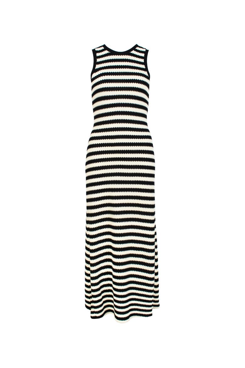 Mono Stripe Knit Midi Dress, Alternate, color, Black