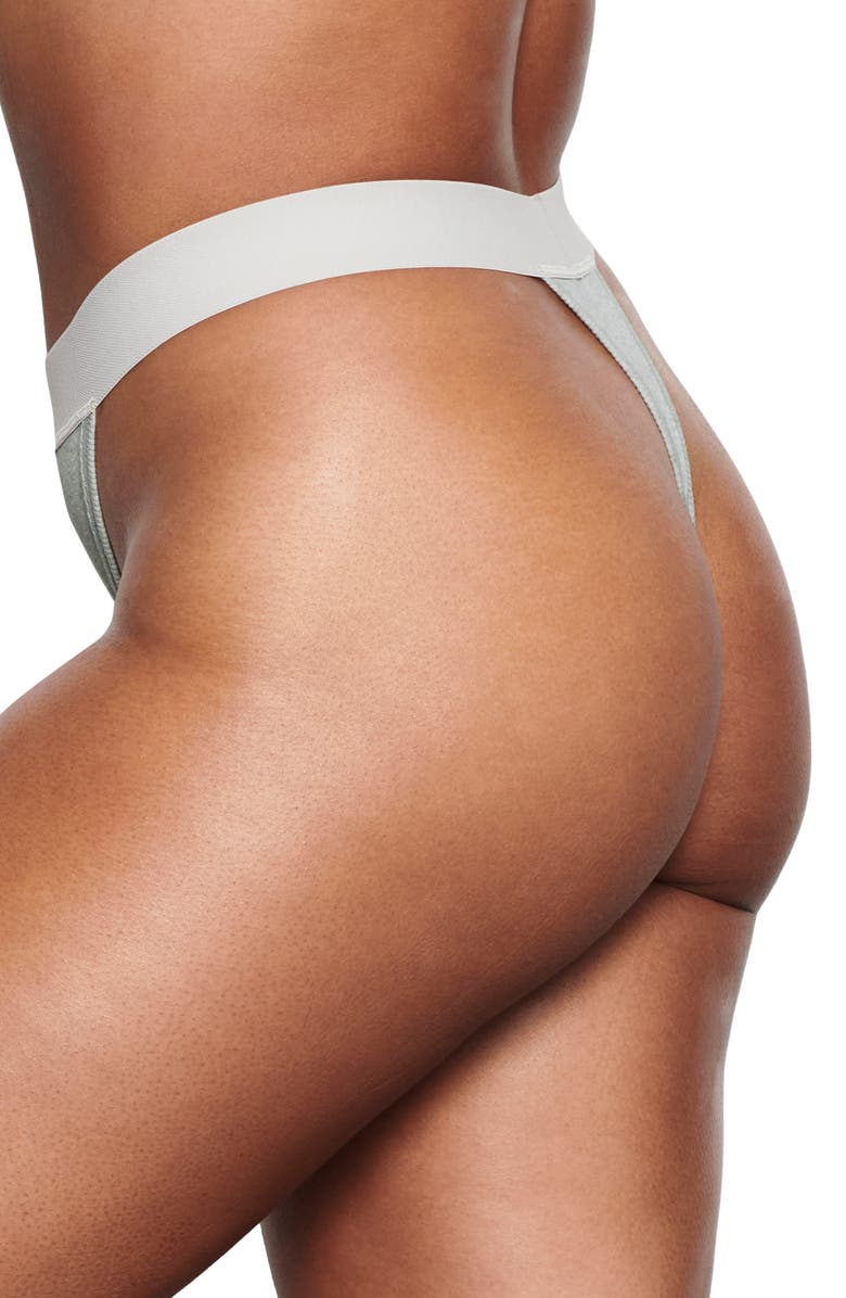 SKIMS Stretch Cotton Rib Thong, Alternate, color,