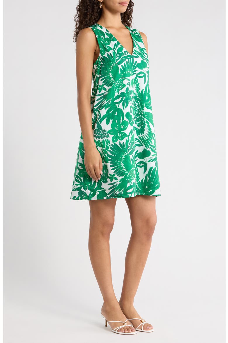 Tropical Print Cotton Shift Dress, Alternate, color, WHITE-GREENS