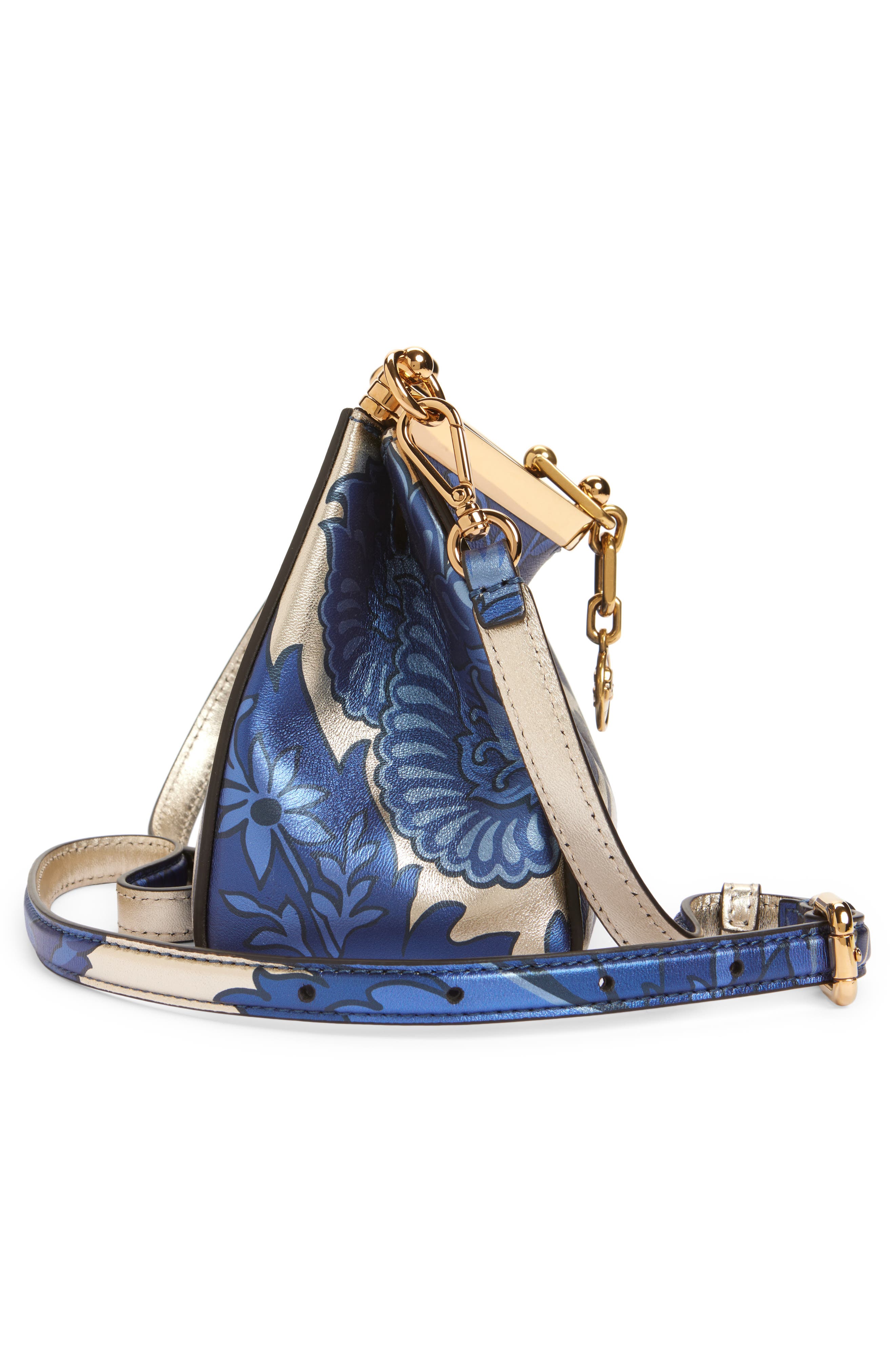 Etro Small Vela Floral Print Leather Shoulder Bag, Alternate, color, 