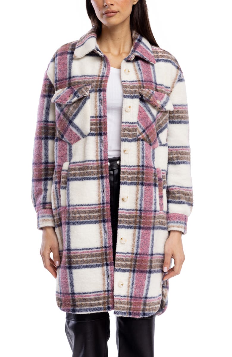 BLANKNYC Plaid Long Shacket, Main, color,