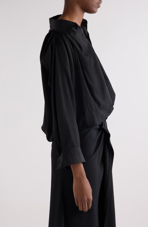 Balenciaga One-shoulder Button-up Shirt In Black