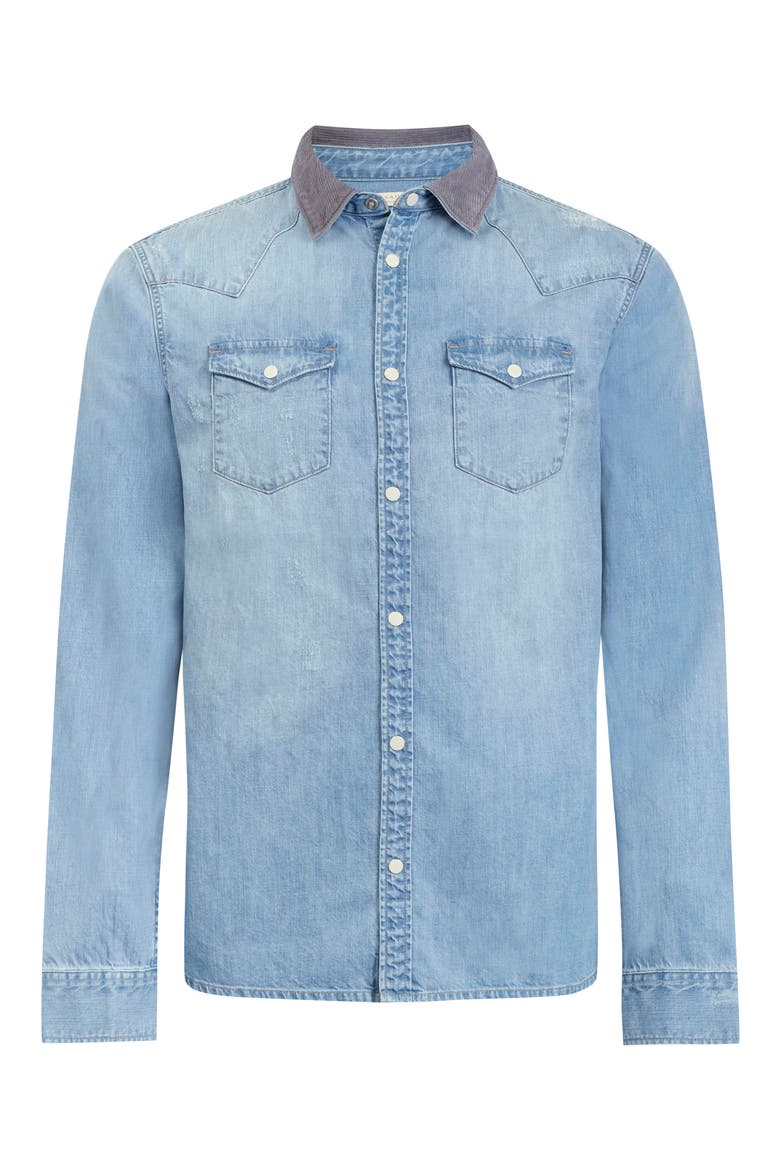 Dearne Regular Fit Denim Shirt, Alternate, color, MID INDIGO