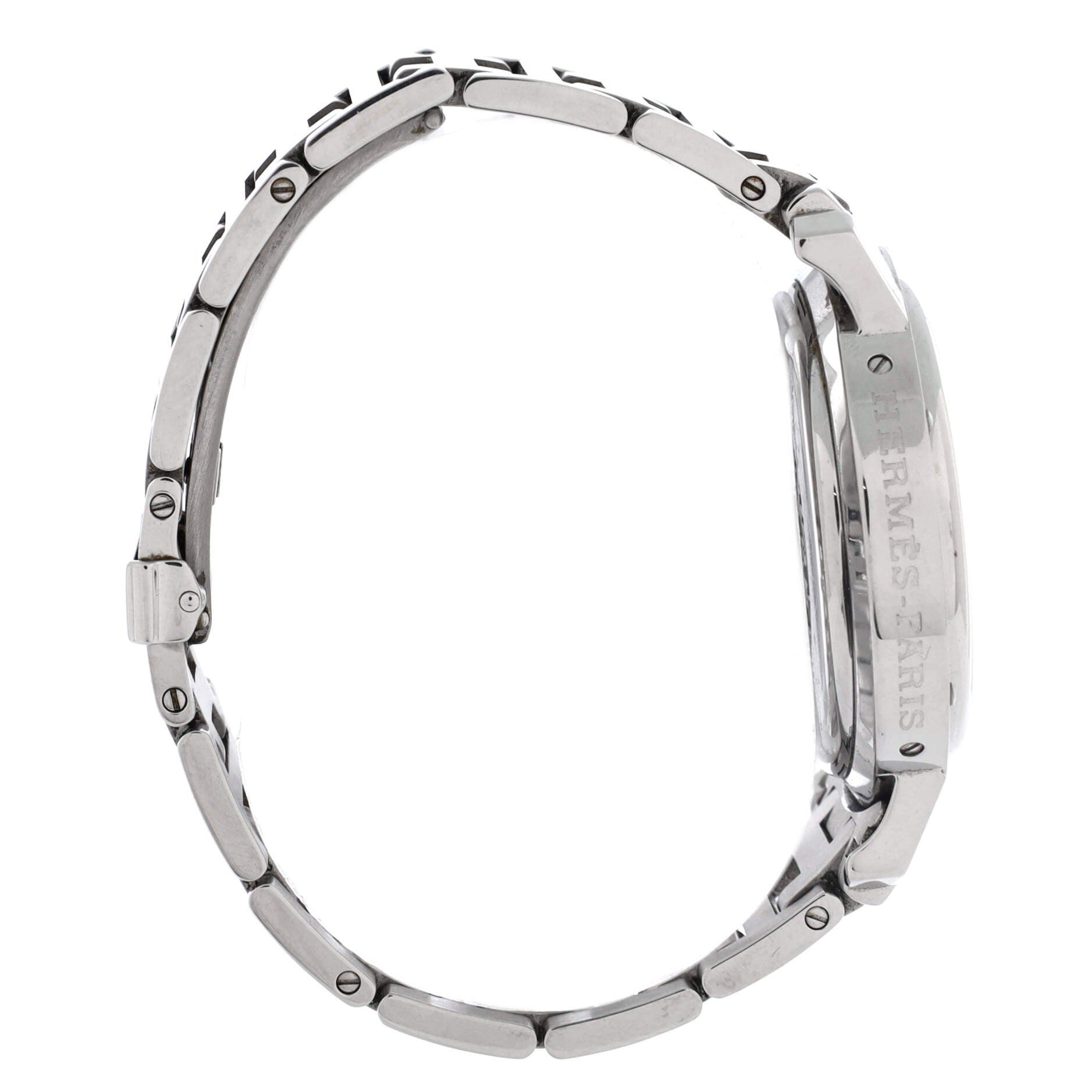 Pre-Owned Hermes Clipper Chronograph Quartz Watch Stainless Steel 38, Alternate, color, Silver