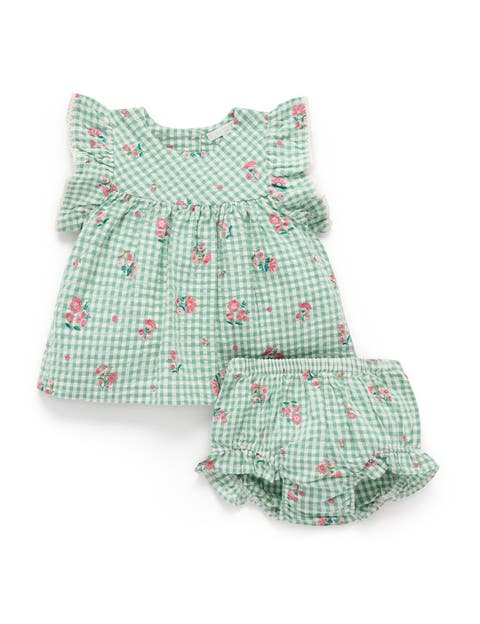 Gingham Frida Ruffle Top & Bloomer Set