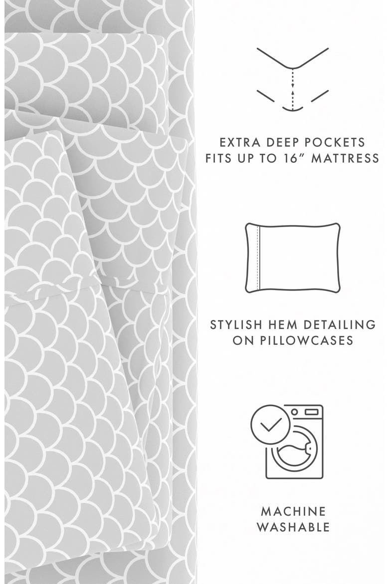 Premium Ultra Soft Scallops Pattern 4-Piece Bed Sheet Set, Alternate, color, GRAY