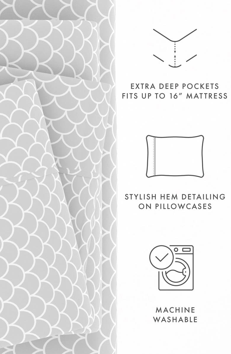 HOMESPUN Premium Ultra Soft Scallops Pattern 4-Piece Bed Sheet Set, Alternate, color, Gray