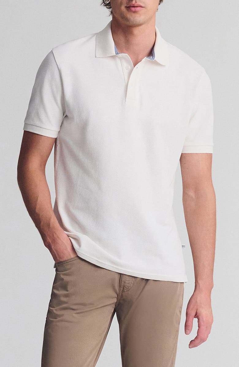 Mavi Jeans Textured Cotton Polo, Main, color, Antique White